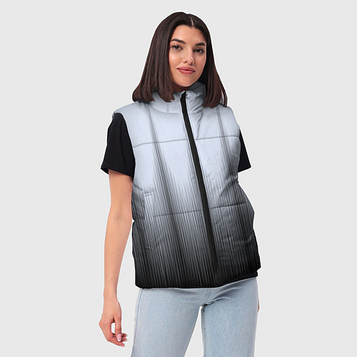 Женский жилет Черный полосатый градиент / 3D-Светло-серый – фото 3