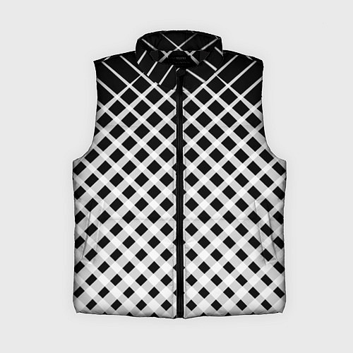 Женский жилет Черно-белые ромбы и клетки / 3D-Черный – фото 1