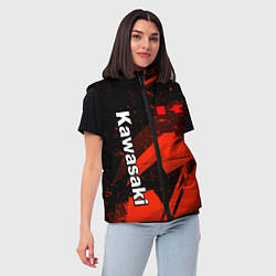 Женский жилет Кавасаки - красные брызги, цвет: 3D-черный — фото 2
