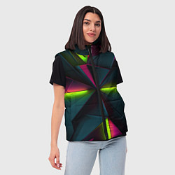 Женский жилет Зеленые неоновые плиты, цвет: 3D-красный — фото 2