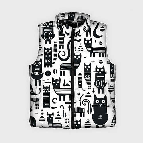 Женский жилет Кошки абстрактный узор / 3D-Черный – фото 1