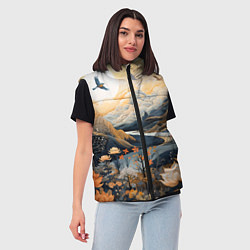 Женский жилет Солнечное утро в цветущих горах, цвет: 3D-черный — фото 2