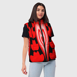 Женский жилет Сердечки с красными узорами, цвет: 3D-черный — фото 2