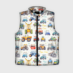 Женский жилет Акварельные тракторы - детский паттерн