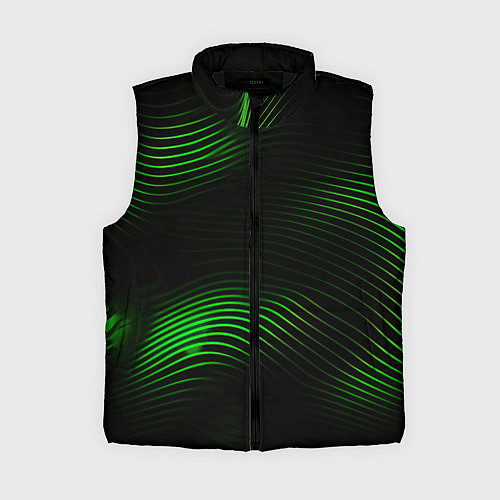 Женский жилет Зеленые тонкие линии / 3D-Черный – фото 1