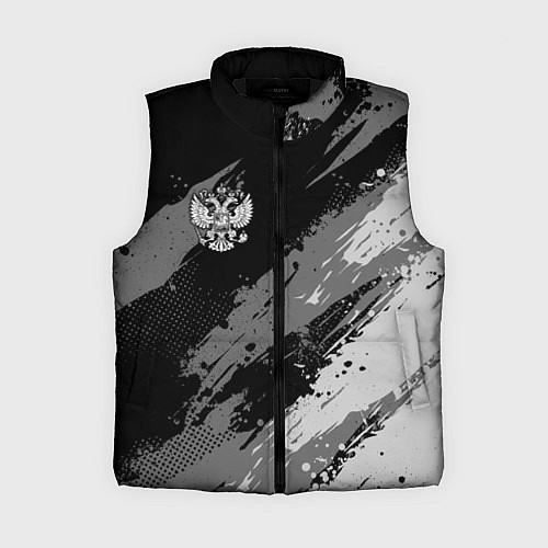 Женский жилет Герб РФ - монохромный / 3D-Черный – фото 1