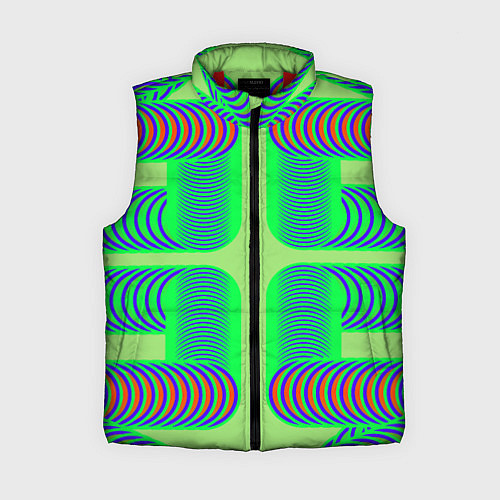 Женский жилет Дуги на зеленом фоне / 3D-Красный – фото 1