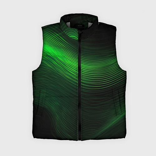 Женский жилет Зеленое свечение абстракция / 3D-Светло-серый – фото 1