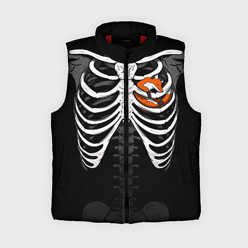 Женский жилет Скелет: ребра с лисой / 3D-Красный – фото 1