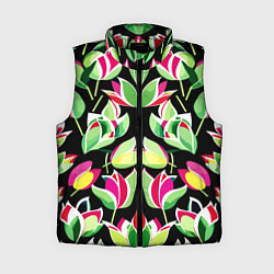 Женский жилет Зеркальный паттерн из тюльпанов - мода, цвет: 3D-красный