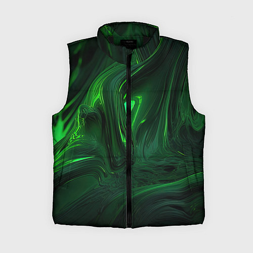 Женский жилет Зеленые разводы / 3D-Черный – фото 1