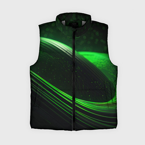 Женский жилет Зеленые абстрактные волны / 3D-Светло-серый – фото 1