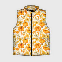 Женский жилет Тыквы и осенние цветы - паттерн, цвет: 3D-светло-серый