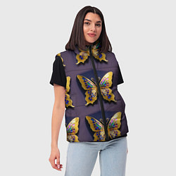 Женский жилет Золотая бабочка паттерн, цвет: 3D-красный — фото 2