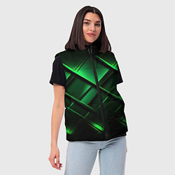 Женский жилет Зеленые неоновые плиты, цвет: 3D-черный — фото 2