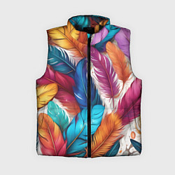 Женский жилет Принт перья - нейросеть, цвет: 3D-черный