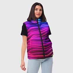 Женский жилет Синие фиолетовые волны, цвет: 3D-красный — фото 2