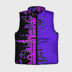 Женский жилет Кибер-глитч фиолетовый, цвет: 3D-черный