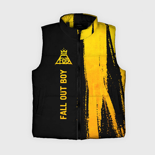 Женский жилет Fall Out Boy - gold gradient: по-вертикали / 3D-Черный – фото 1