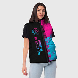 Женский жилет Bullet For My Valentine - neon gradient: по-вертик, цвет: 3D-черный — фото 2