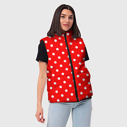 Женский жилет Белый горошек на красном, цвет: 3D-светло-серый — фото 2