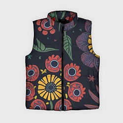 Женский жилет Простые цветы на глубоком синем