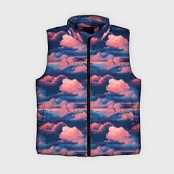 Женский жилет Волшебные сине розовые облока, цвет: 3D-черный