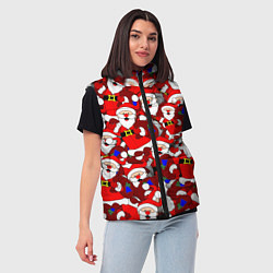 Женский жилет Новогодний паттерн с дедами морозами, цвет: 3D-черный — фото 2