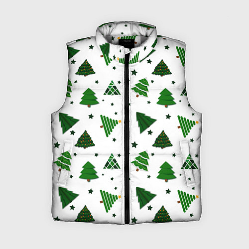 Женский жилет Узор с зелеными елочками / 3D-Светло-серый – фото 1