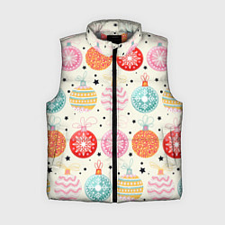 Женский жилет Разноцветные новогодние шары, цвет: 3D-светло-серый