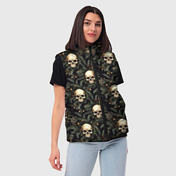 Женский жилет Череп, шишки и хвойные ветки, цвет: 3D-черный — фото 2
