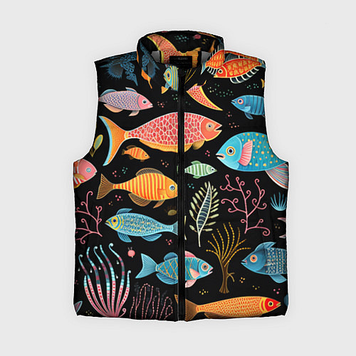 Женский жилет Фолк-арт рыбовы / 3D-Светло-серый – фото 1