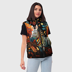 Женский жилет Зебра в стиле фолк-арт, цвет: 3D-черный — фото 2