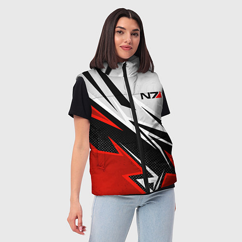 Женский жилет N7 mass effect - white and red / 3D-Красный – фото 3
