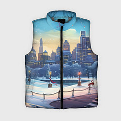 Женский жилет Зимний большой город, цвет: 3D-светло-серый