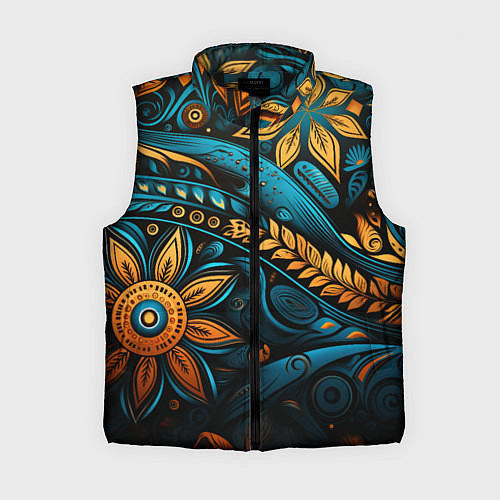 Женский жилет Узор с растительными элементами / 3D-Черный – фото 1