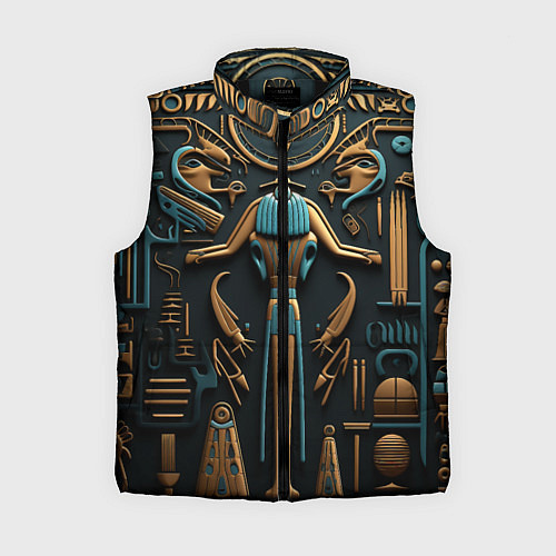 Женский жилет Орнамент в стиле египетской иероглифики / 3D-Черный – фото 1