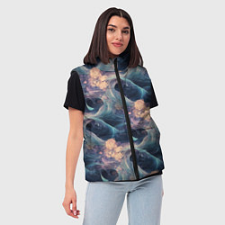 Женский жилет Волнообразная фрактальная абстракция, цвет: 3D-черный — фото 2