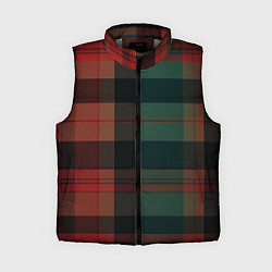 Женский жилет Зелёно-красная шотландская клетка
