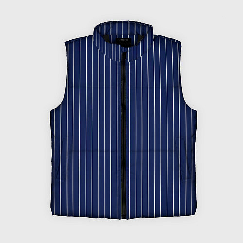 Женский жилет Тёмно-синий в белую полоску / 3D-Черный – фото 1
