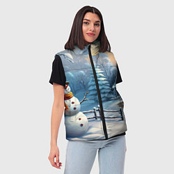 Женский жилет Новый год и снеговик, цвет: 3D-светло-серый — фото 2