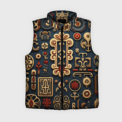 Женский жилет Абстрактный паттерн в славянском стиле, цвет: 3D-черный