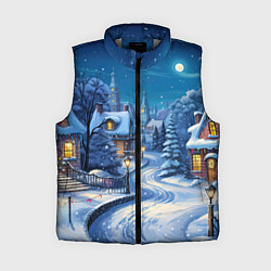 Женский жилет Новогодняя ночь в деревушке