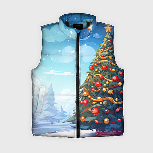 Женский жилет Большая новогодняя елка / 3D-Черный – фото 1