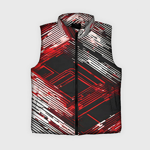 Женский жилет Киберпанк линии белые и красные / 3D-Светло-серый – фото 1