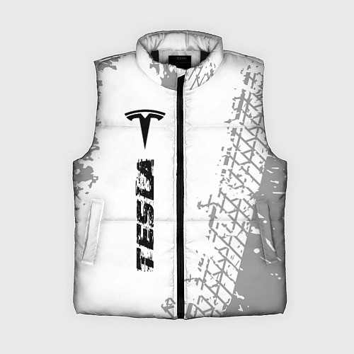 Женский жилет Tesla speed на светлом фоне со следами шин по-верт / 3D-Черный – фото 1