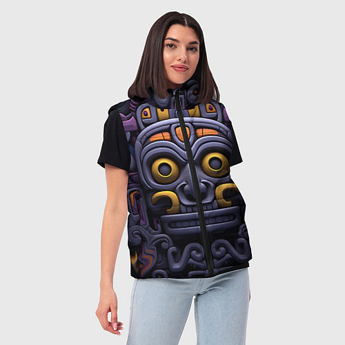 Женский жилет Орнамент в стиле ацтеков / 3D-Красный – фото 3