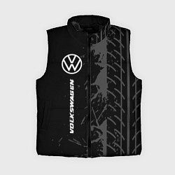 Женский жилет Volkswagen speed на темном фоне со следами шин по-