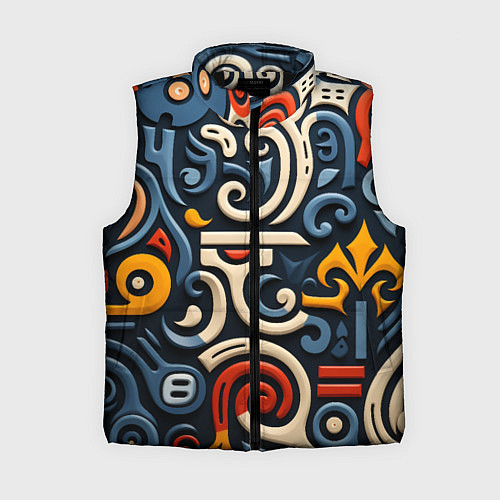 Женский жилет Абстрактный цветной паттерн в славянском стиле / 3D-Черный – фото 1