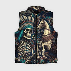 Женский жилет Татуировка скелета индейца и ковбоя в техасе